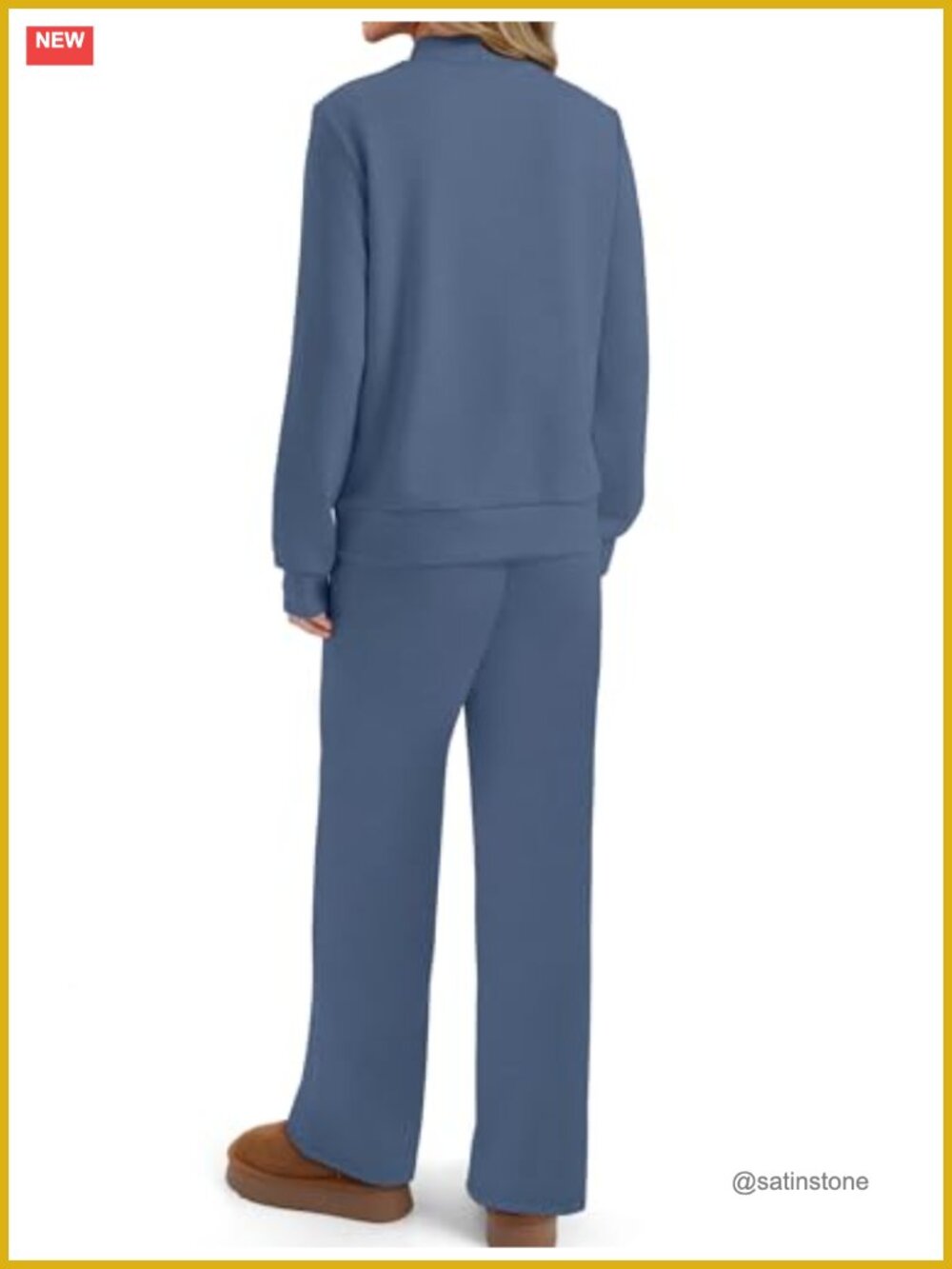 Two Piece Matching Lounge Set Mock Neck Long Sleeve Travel Outfits View 5